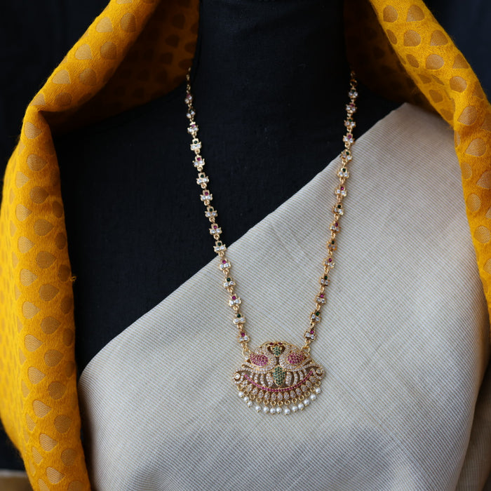 Antique ruby stone long necklace with earrings / waistchain LL03565