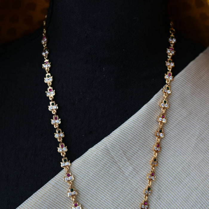 Antique ruby stone long necklace with earrings / waistchain LL03565