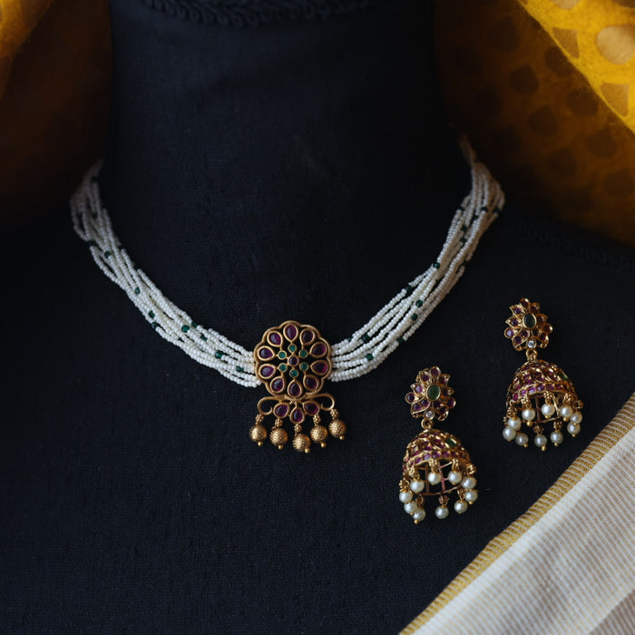 Antique choker necklace and earrings CCB118973