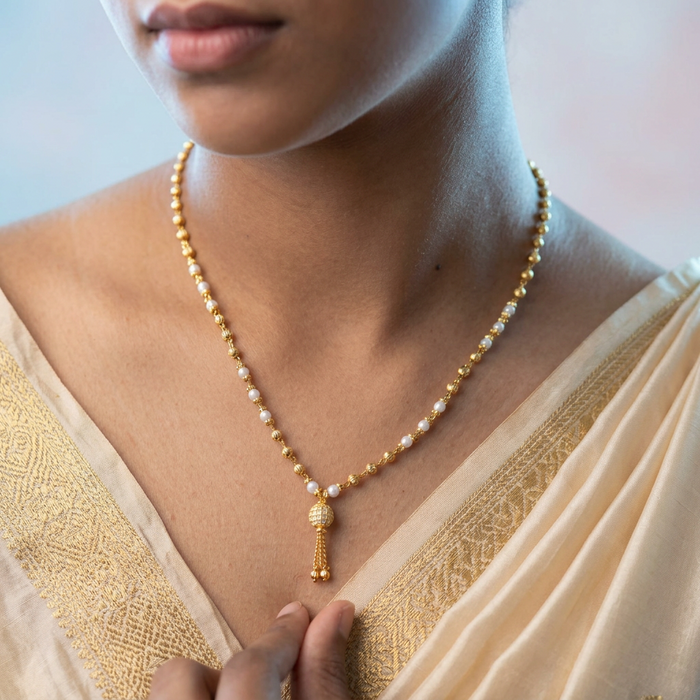 Antique gold pearl short chain HC4001
