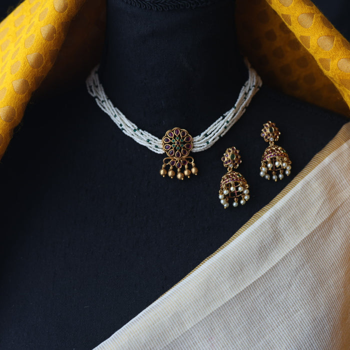 Antique choker necklace and earrings CCB118973