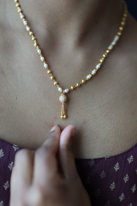 Antique gold pearl short chain HC4001