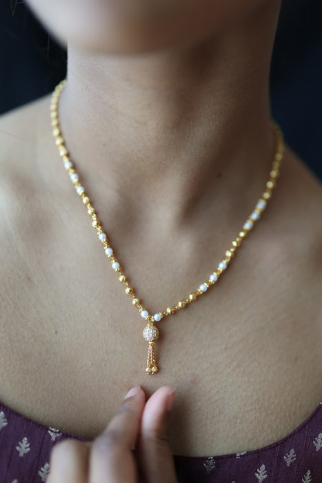 Antique gold pearl short chain HC4001