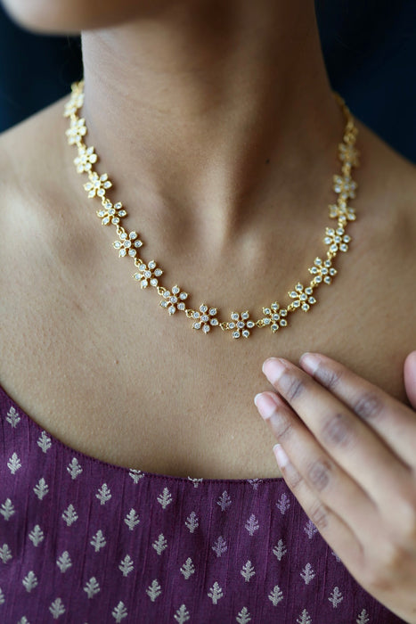 Antique multi stone simple short necklace with earrings TTS4801