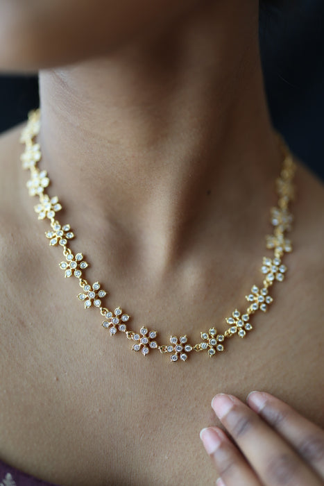 Antique multi stone simple short necklace with earrings TTS4801