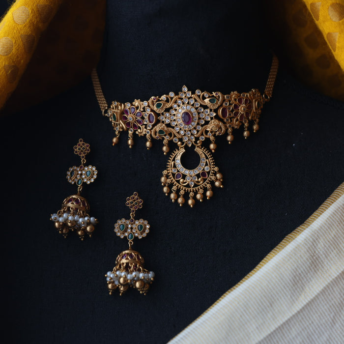 Antique choker necklace and earrings CCB17978