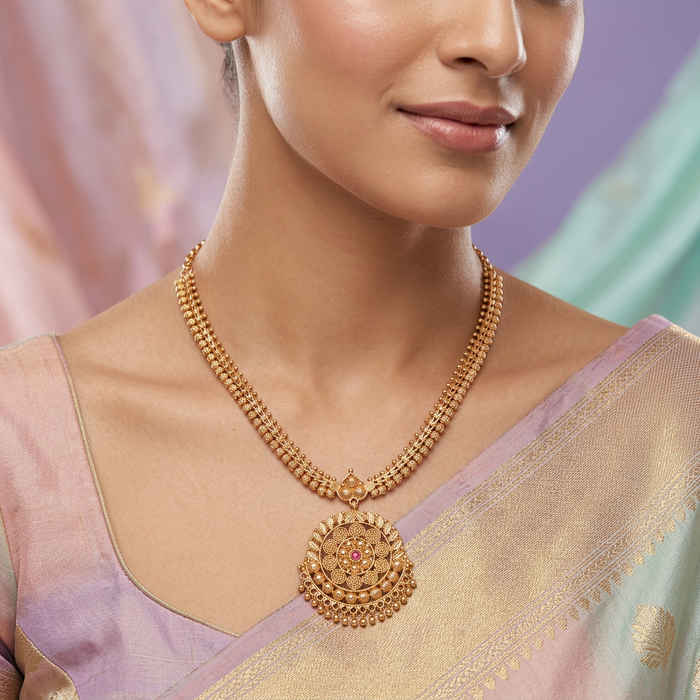 Heritage gold plated short necklace H677