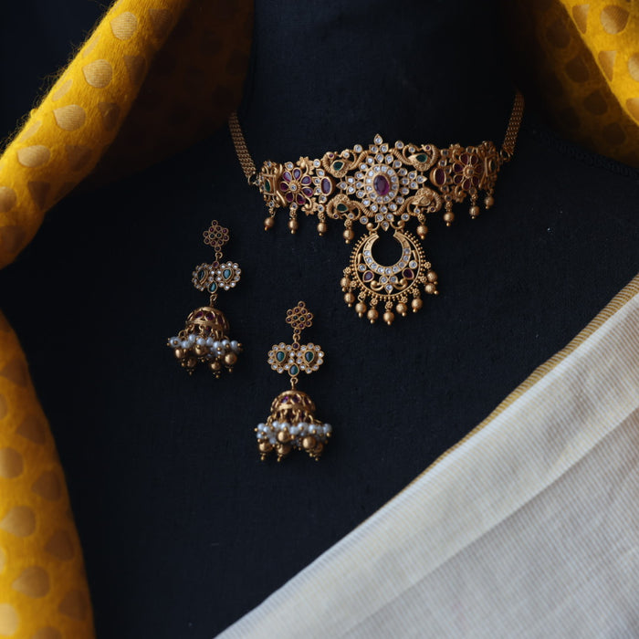 Antique choker necklace and earrings CCB17978