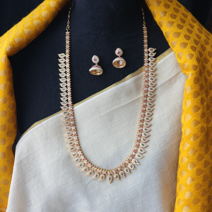 Heritage gold plated mango long necklace with earrings HL2342