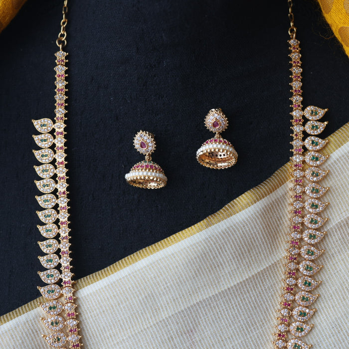 Heritage gold plated mango long necklace with earrings HL2342