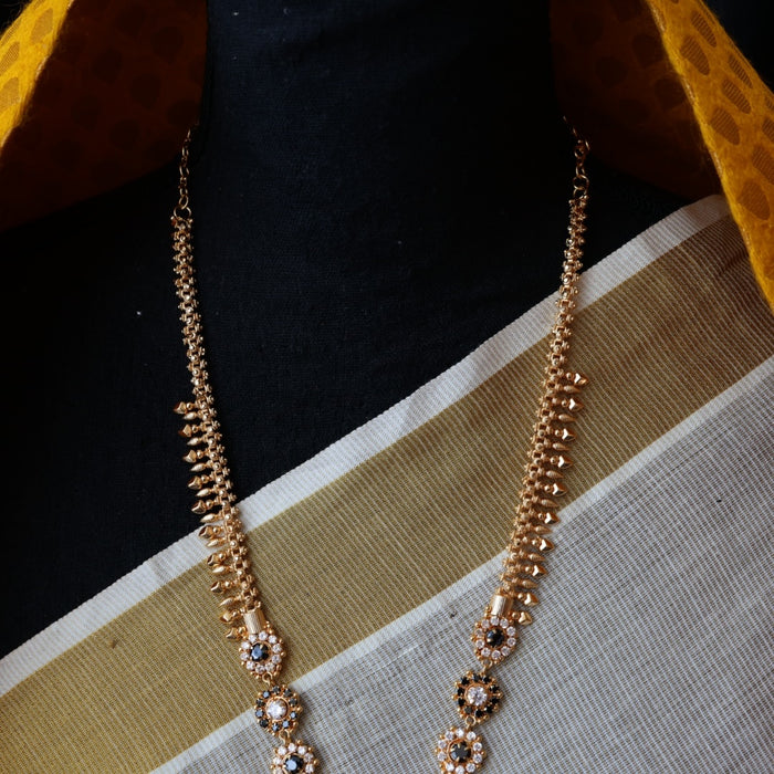 Heritage gold plated black stone long necklace HL4561