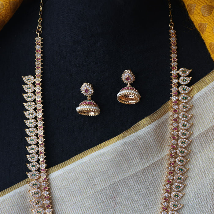 Heritage gold plated mango long necklace with earrings HL2342