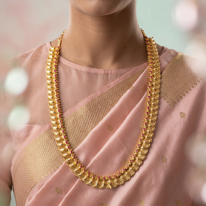 Heritage gold plated mango long necklace HL3001