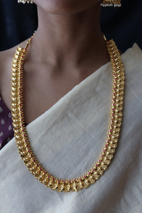 Heritage gold plated mango long necklace HL3001