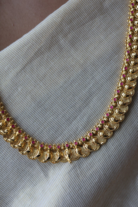 Heritage gold plated mango long necklace HL3001