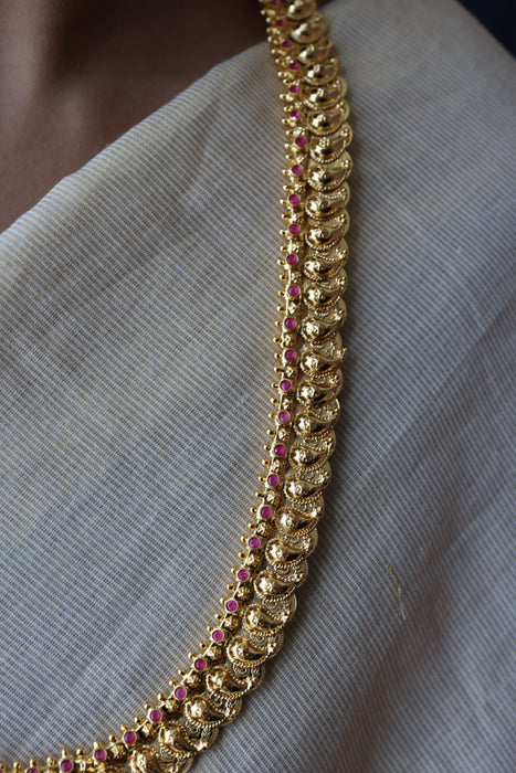 Heritage gold plated mango long necklace HL3001