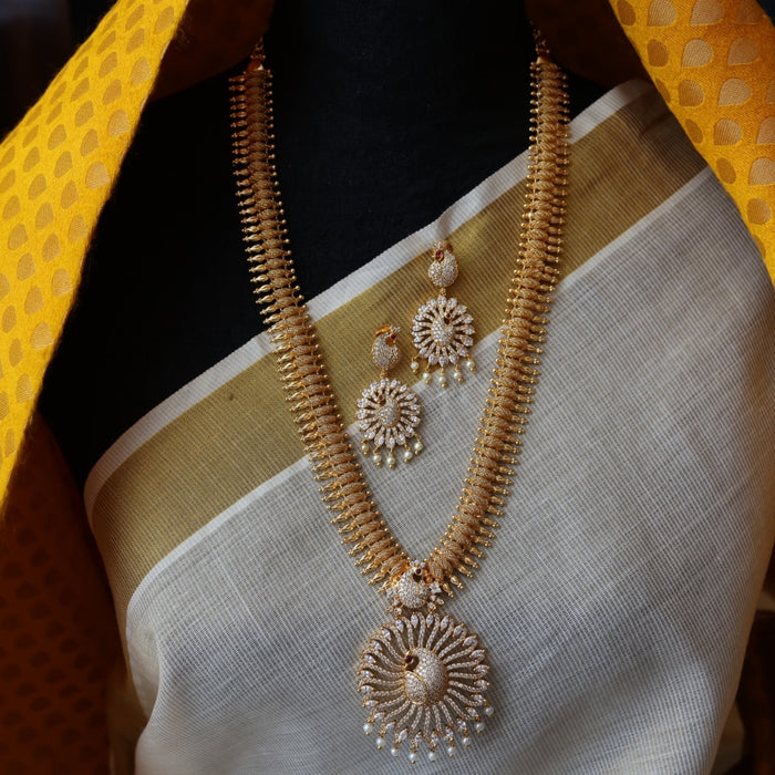 Heritage gold plated long necklace with earrings HL89