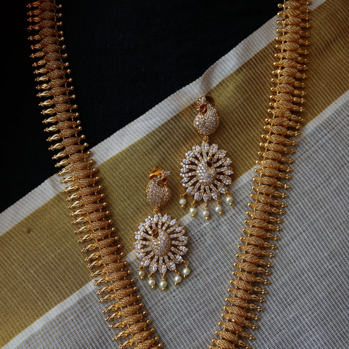 Heritage gold plated long necklace with earrings HL89