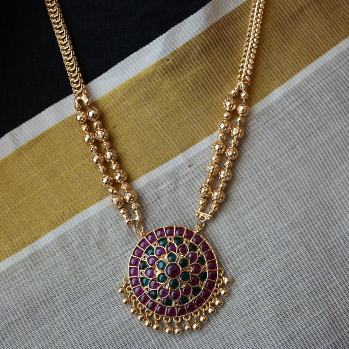 Heritage gold plated padakam long necklace HP456