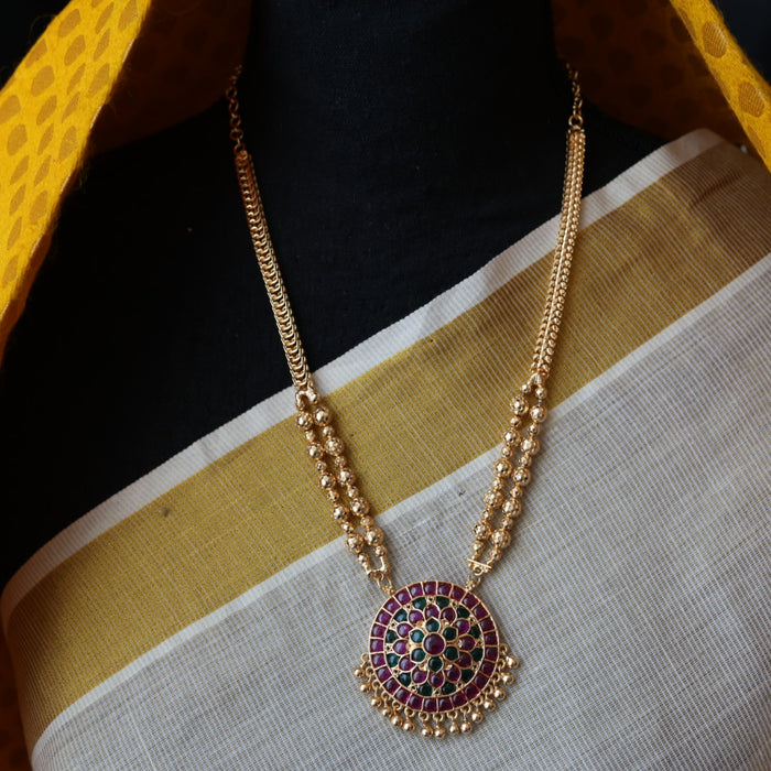 Heritage gold plated padakam long necklace HP456