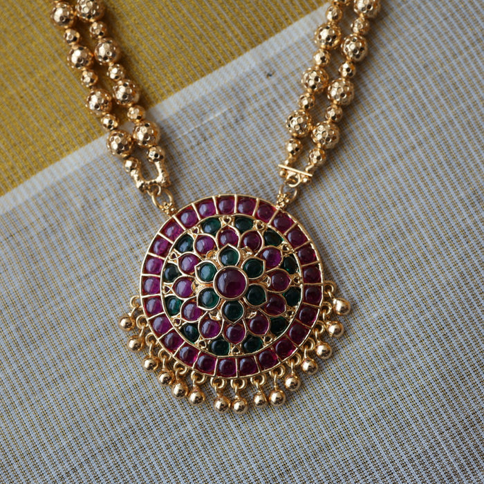 Heritage gold plated padakam long necklace HP456