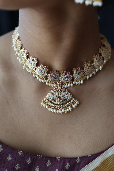 Heritage gold plated ruby white necklace H86267