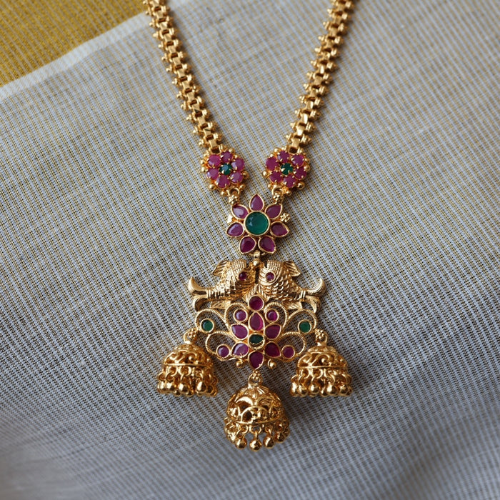 Heritage gold plated pendant long necklace HP456