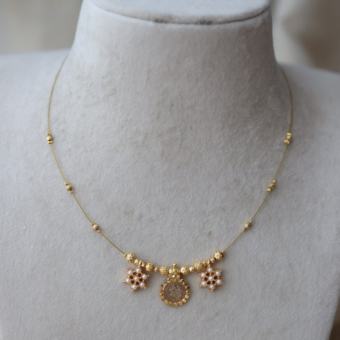 Heritage gold plated coin design invisible necklace IN688