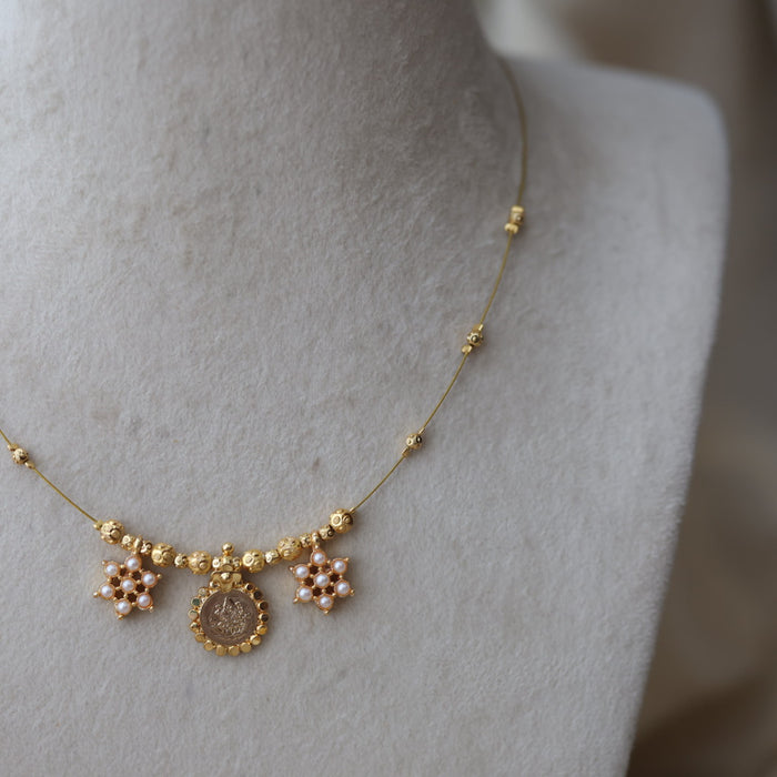 Heritage gold plated coin design invisible necklace IN688