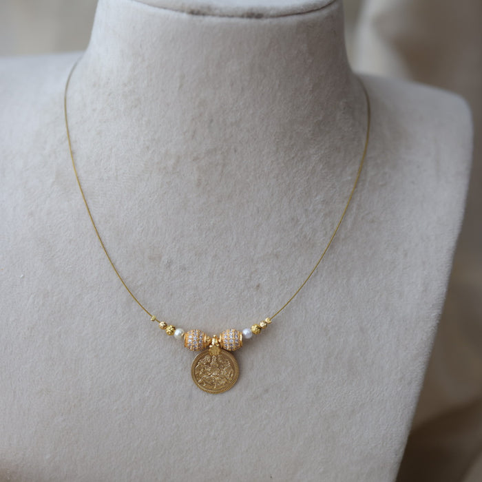 Heritage gold plated coin design invisible necklace IN51289
