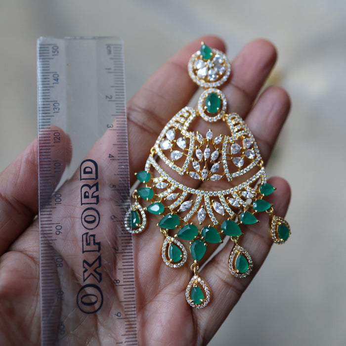 Heritage Cz white and green stone drop earrings HD2388