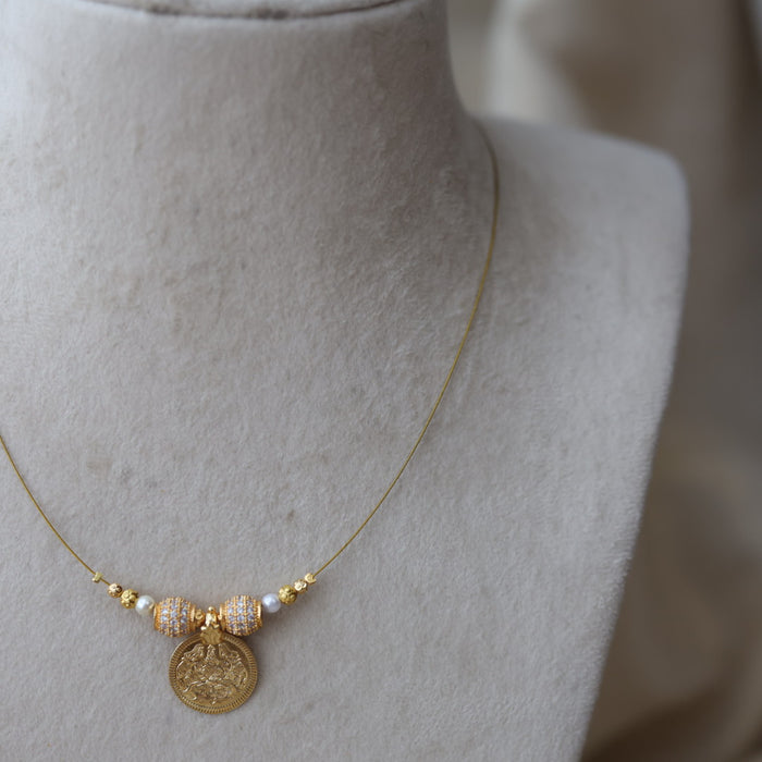 Heritage gold plated coin design invisible necklace IN51289