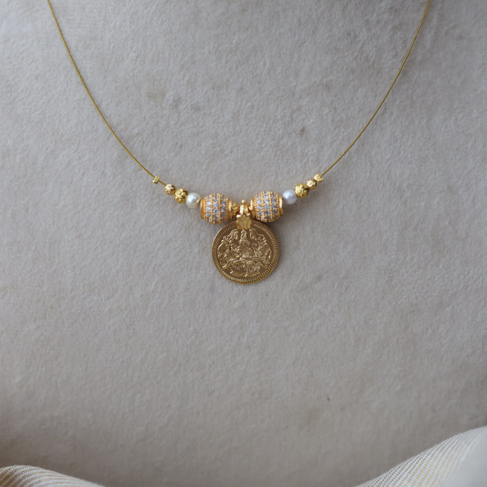 Heritage gold plated coin design invisible necklace IN51289