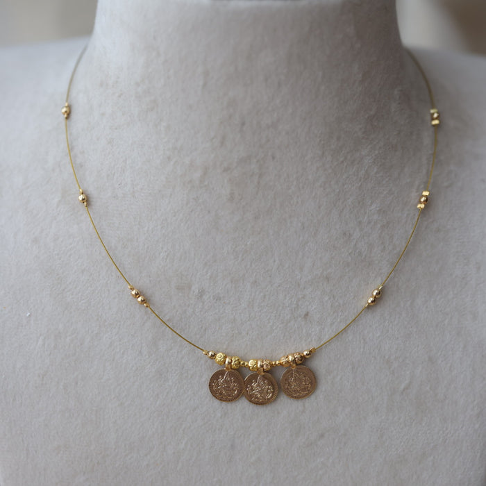Heritage gold plated coin design invisible necklace IN5645