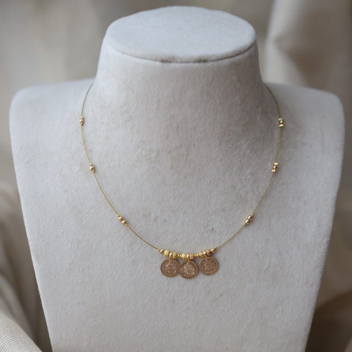 Heritage gold plated coin design invisible necklace IN5645