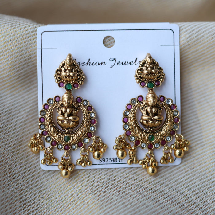 Antique green stone drop  earrings AD124