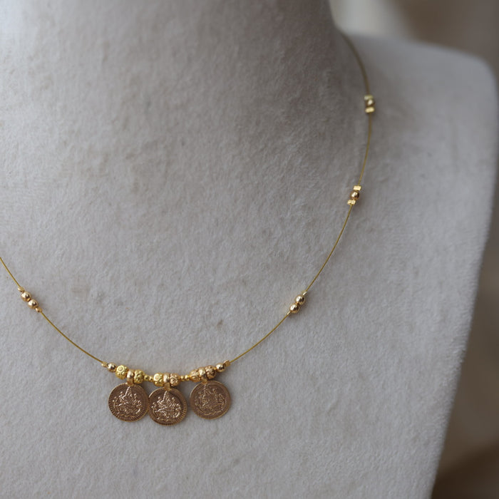 Heritage gold plated coin design invisible necklace IN5645