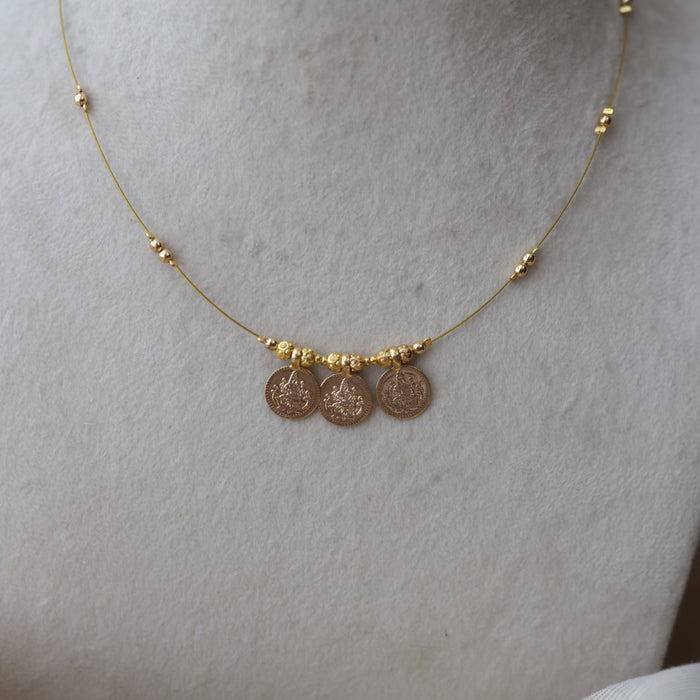 Heritage gold plated coin design invisible necklace IN5645