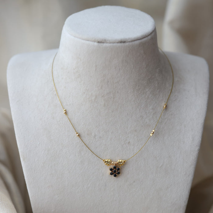 Heritage gold plated black stone invisible necklace IN5997