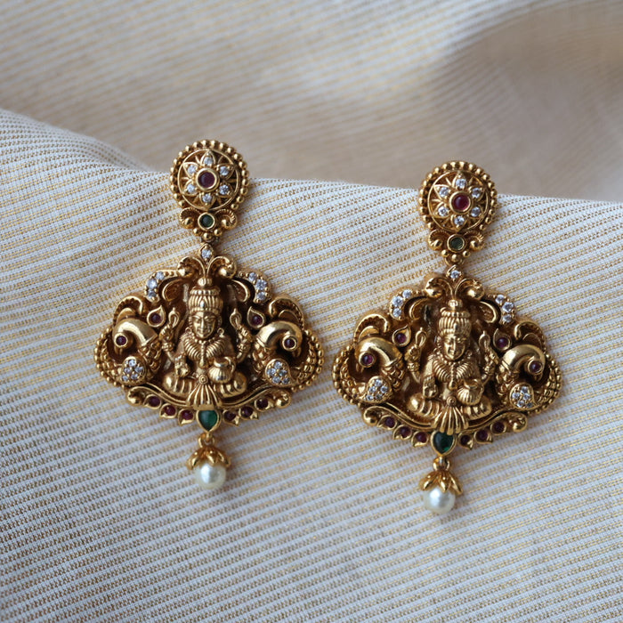 Antique gold temple drop earrings AD2389