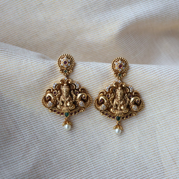 Antique gold temple drop earrings AD2389