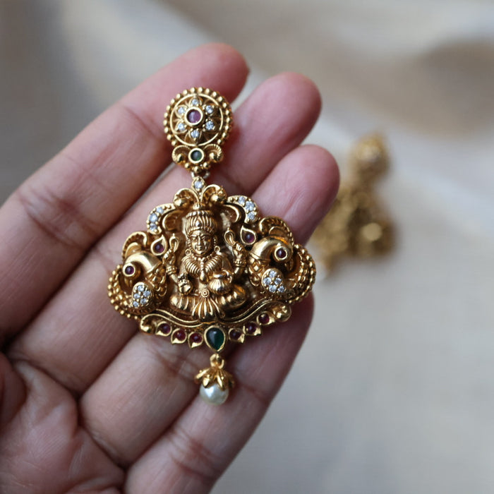 Antique gold temple drop earrings AD2389