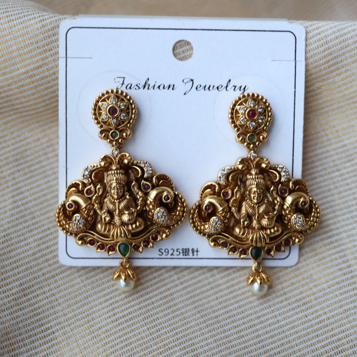 Antique gold temple drop earrings AD2389