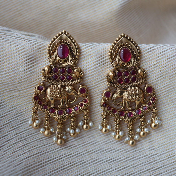 Antique kemp stones drop earrings AD2456
