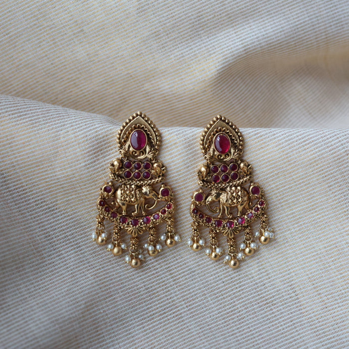 Antique kemp stones drop earrings AD2456