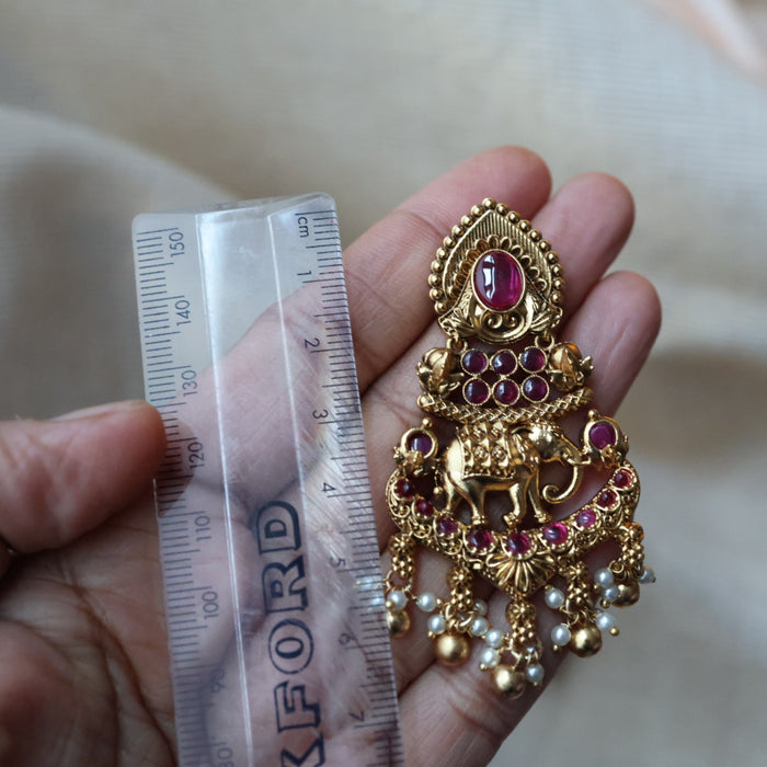 Antique kemp stones drop earrings AD2456