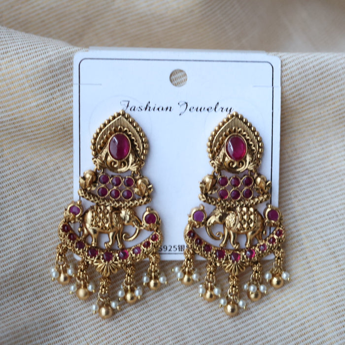 Antique kemp stones drop earrings AD2456