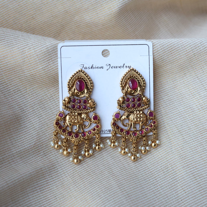 Antique kemp stones drop earrings AD2456