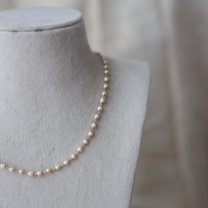 Heritage gold plated pearl short chain HC691