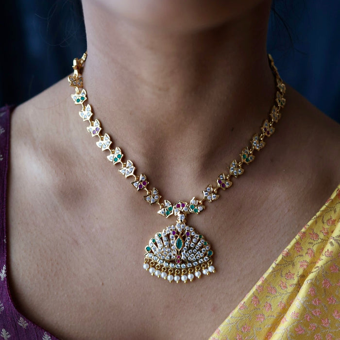 Heritage gold plated multi stone short necklace H1235